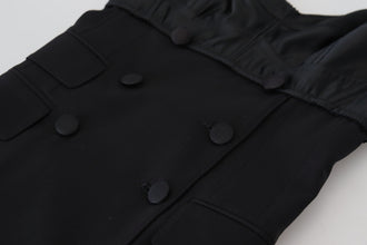 Black Fit Wool Stretch Sheath Mini Dress Dolce & Gabbana