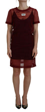 Maroon Nylon Two Layer Shift Mini Dress Dolce & Gabbana