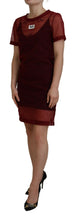 Maroon Nylon Two Layer Shift Mini Dress Dolce & Gabbana