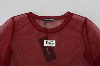 Maroon Nylon Two Layer Shift Mini Dress Dolce & Gabbana