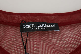 Maroon Nylon Two Layer Shift Mini Dress Dolce & Gabbana