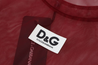 Maroon Nylon Two Layer Shift Mini Dress Dolce & Gabbana