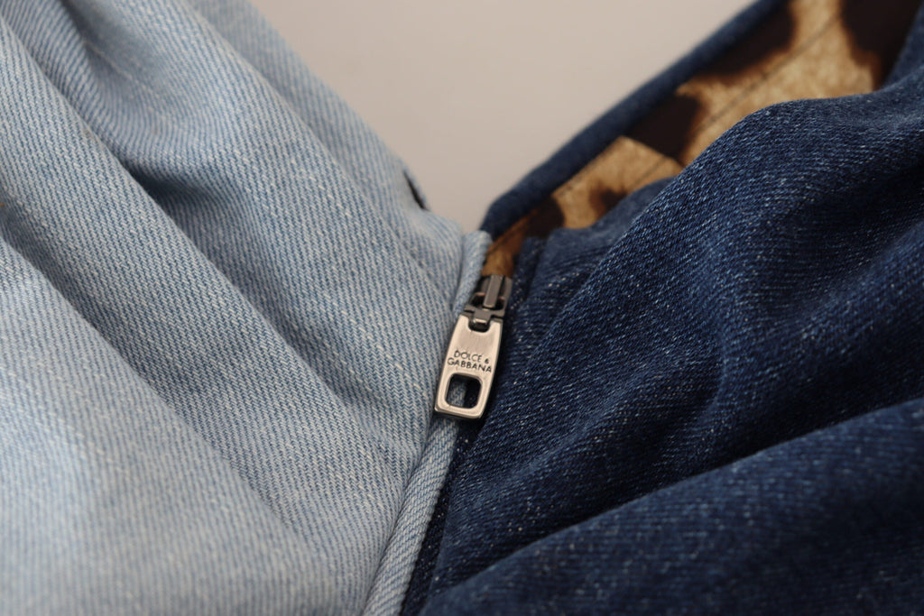 Two Tone Blue Patchwork Denim Mini Dress Dolce & Gabbana