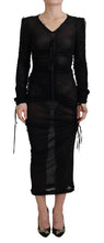 Black Viscose Bodycon Sheath Midi Dress Dolce & Gabbana