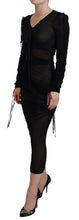 Black Viscose Bodycon Sheath Midi Dress Dolce & Gabbana