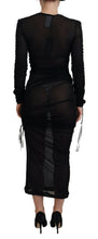 Black Viscose Bodycon Sheath Midi Dress Dolce & Gabbana