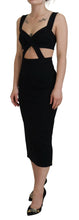 Black Viscose Bodycon Sheath Midi Dress Dolce & Gabbana