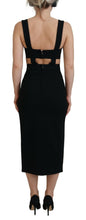 Black Viscose Bodycon Sheath Midi Dress Dolce & Gabbana