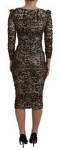 Multicolor Leopard Bodycon Sheath Midi Dress Dolce & Gabbana