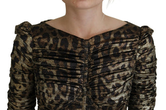 Multicolor Leopard Bodycon Sheath Midi Dress Dolce & Gabbana