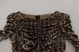 Multicolor Leopard Bodycon Sheath Midi Dress Dolce & Gabbana