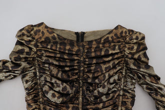 Multicolor Leopard Bodycon Sheath Midi Dress Dolce & Gabbana