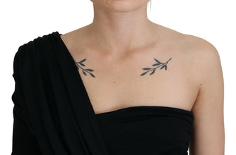 Black Wrap Sheath One Shoulder Wool Dress Dolce & Gabbana