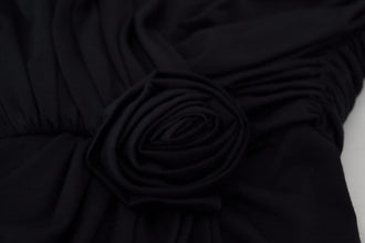 Black Wrap Sheath One Shoulder Wool Dress Dolce & Gabbana