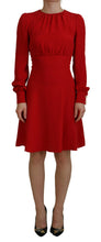 Red Silk Sheath A-line Knee Length Dress Dolce & Gabbana