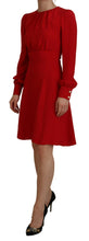 Red Silk Sheath A-line Knee Length Dress Dolce & Gabbana