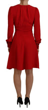 Red Silk Sheath A-line Knee Length Dress Dolce & Gabbana