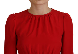 Red Silk Sheath A-line Knee Length Dress Dolce & Gabbana
