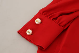 Red Silk Sheath A-line Knee Length Dress Dolce & Gabbana