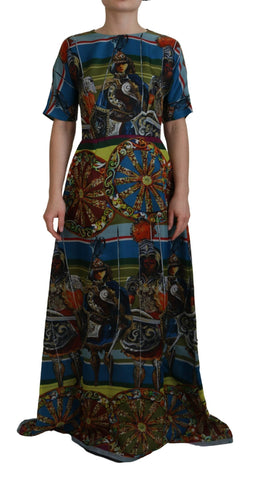 Multicolor Sicily Silk A-line Long Gown Dress Dolce & Gabbana