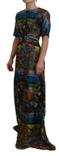 Multicolor Sicily Silk A-line Long Gown Dress Dolce & Gabbana