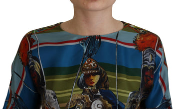 Multicolor Sicily Silk A-line Long Gown Dress Dolce & Gabbana