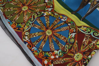 Multicolor Sicily Silk A-line Long Gown Dress Dolce & Gabbana