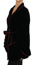Black Button Belted Blazer Viscose Jacket Dolce & Gabbana