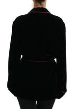 Black Button Belted Blazer Viscose Jacket Dolce & Gabbana