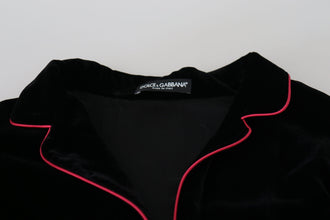 Black Button Belted Blazer Viscose Jacket Dolce & Gabbana