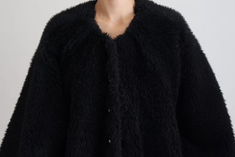 Black Cashmere Blend Faux Fur Coat Jacket Dolce & Gabbana