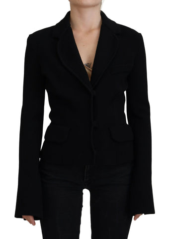 Black Button Cardigan Blazer Viscose Jacket Dolce & Gabbana