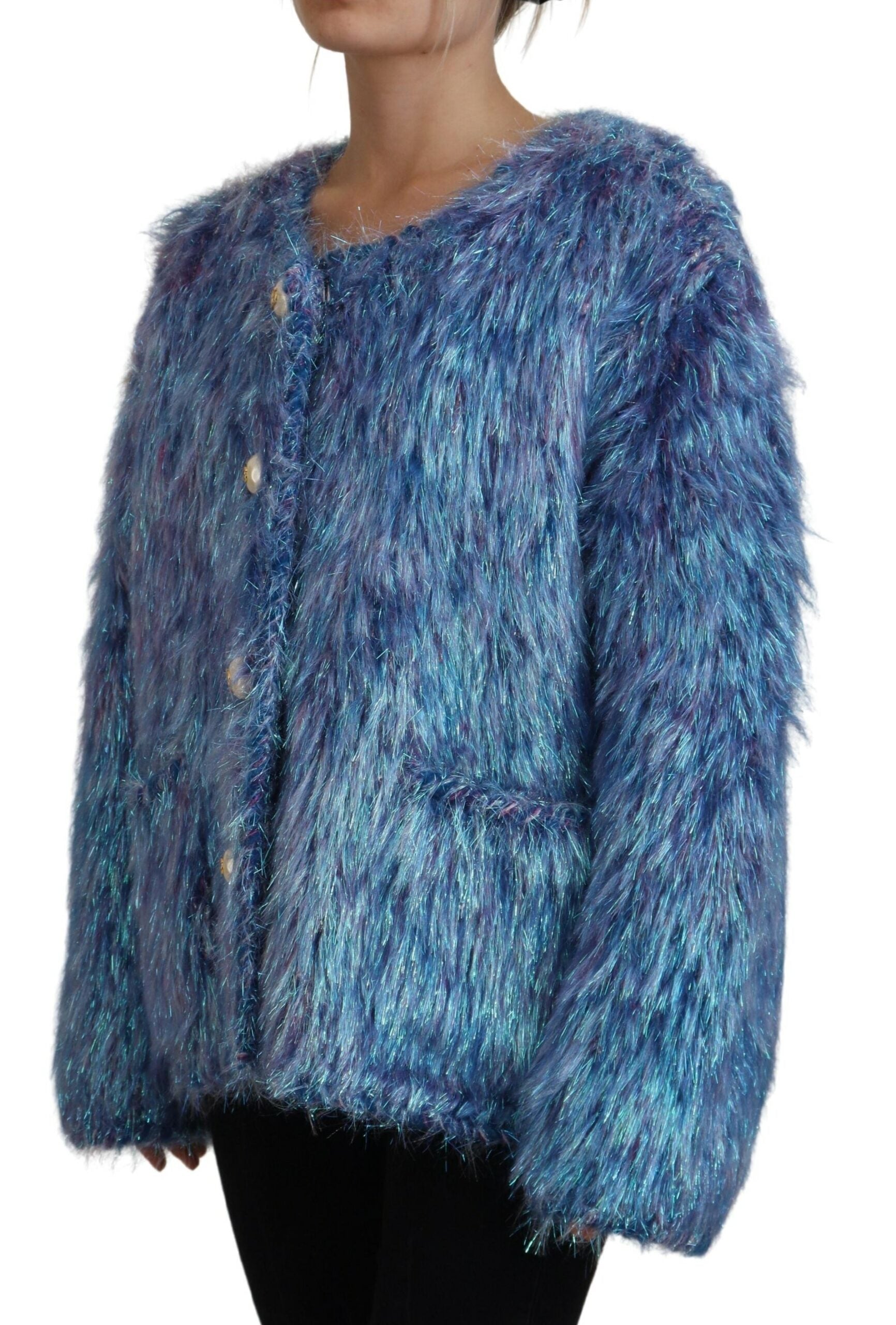 Multicolor Polyester Fringes Coat Jacket Dolce & Gabbana