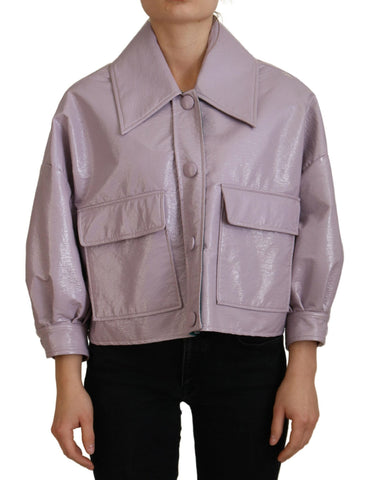 Purple Cotton Button Down Cropped Jacket Dolce & Gabbana
