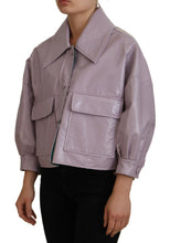 Purple Cotton Button Down Cropped Jacket Dolce & Gabbana