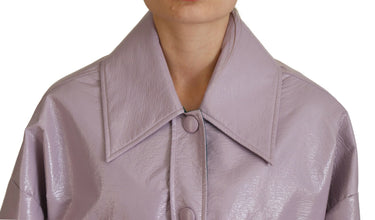 Purple Cotton Button Down Cropped Jacket Dolce & Gabbana