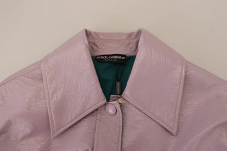 Purple Cotton Button Down Cropped Jacket Dolce & Gabbana
