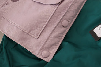 Purple Cotton Button Down Cropped Jacket Dolce & Gabbana