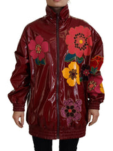 Maroon Floral Full Zip Polyester Women Jacket Dolce & Gabbana