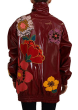 Maroon Floral Full Zip Polyester Women Jacket Dolce & Gabbana