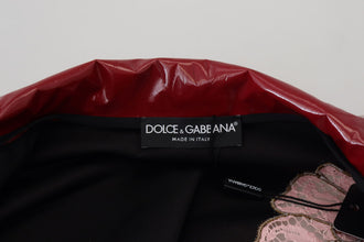 Maroon Floral Full Zip Polyester Women Jacket Dolce & Gabbana