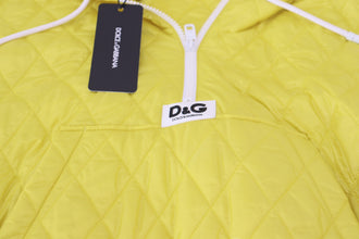 Yellow Nylon Quilted Hooded Pullover Jacket Dolce & Gabbana