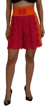 Pink Orange Lace Cotton High Waist Shorts Dolce & Gabbana