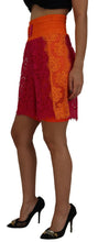 Pink Orange Lace Cotton High Waist Shorts Dolce & Gabbana