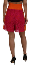 Pink Orange Lace Cotton High Waist Shorts Dolce & Gabbana