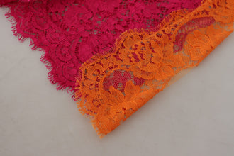 Pink Orange Lace Cotton High Waist Shorts Dolce & Gabbana