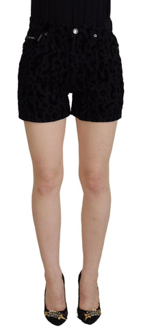 Black Denim Cotton Stretch Hot Pants Shorts Dolce & Gabbana