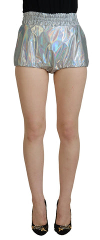 Silver Holographic High Waist Hot Pants Shorts Dolce & Gabbana