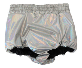 Silver Holographic High Waist Hot Pants Shorts Dolce & Gabbana