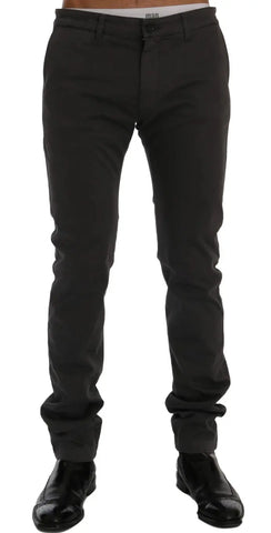 Gray Cotton Stretch Chinos Pants GF Ferre